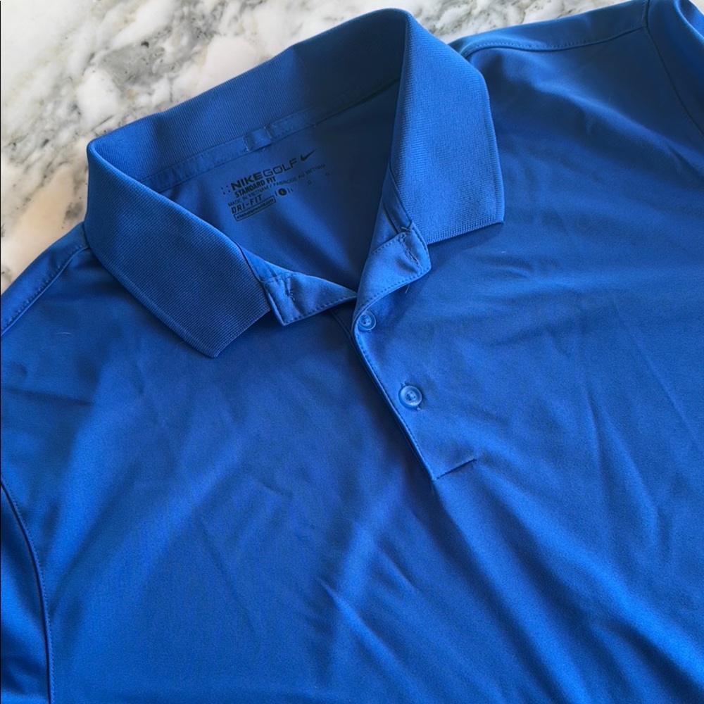 Nike Blue Golf Performance Standard Dri-Fit Polo Shirt Mens size Large - Picture 2 of 10